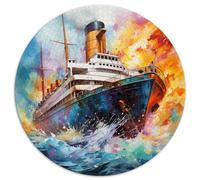 1000 Piece Jigsaw Puzzle for Adults, Titanic Watercolor, Round Puzzle for Adults, Suitable for Adults and Children Over 12 Years Old, Cardboard Puzzle, Brain Teasers for Adults, Size: 67.5 x 67.5 cm