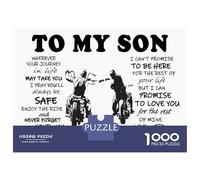 1000 Piece Jigsaw Puzzle for Adults, To My Son Motorcycle Artwork, Creative Leisure Activity, Winter Indoor Entertainment, Precision Cut Pieces, 38x26cm/1000pcs