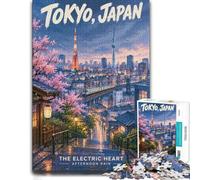1000 Piece Jigsaw Puzzle for Adults, Tokyo cityscape in the rain | For longer puzzle sessions, this adult jigsaw puzzle with 1000 pieces offers a classic activity for adults.