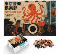 1000 Piece Jigsaw Puzzle for Adults, Tokyo Jazz Club Octopus Drummer | Adult jigsaw puzzle with 1000 pieces; for winter leisure at home with the complete challenge to assemble.
