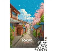 1000 Piece Jigsaw Puzzle for Adults, Tokyo Street with Cherry Blossoms, 52x38cm/1000pcs, Relaxing Winter Hobby, Quiet Evening Leisure And Cosy Evenings