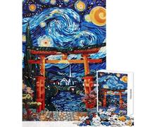 1000 Piece Jigsaw Puzzle for Adults Torii Gate Stary Night Art Fun Interactive Family Experience Wonderful Holiday Giftsing Choice (38x52cm)