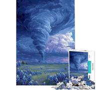1000 Piece Jigsaw Puzzle for Adults Tornado over Bluebonnet Field Jigsaws for Adults Brain Teaser Game Stress Reliever Difficult And Challenge (Size 50x75cm)