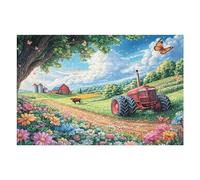 1000 Piece Jigsaw Puzzle for Adults Tractor Fall Farm Field 1000 PCS 75x50cm for 14+s Teens Adults Fun Family Activity Holiday Time Together Gift