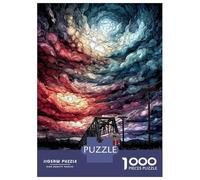 1000 Piece Jigsaw Puzzle for Adults Train on Bridge Under Swirling Sky Jigsaw for Adults Hands-on Game Improve Memory Birthday And Unique Gifts 70x50cm/1000pcs
