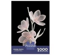 1000 Piece Jigsaw Puzzle for Adults Translucent Pink Flowers on Black Background Jigsaw for Adults Family Game Difficult Challenge Birthday And Unique Gifts 38x26cm/1000pcs
