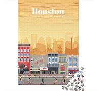 1000 Piece Jigsaw Puzzle for Adults, Travel to Houston, 38x26cm/1000pcs, Idea, Screen-Free Activity And Family Time at Home
