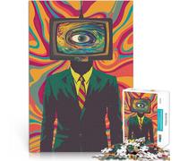 1000 Piece Jigsaw Puzzle for Adults Trippy Weirdcore Retro Old Television Quizspiel Lernspiel für Geburtstag, Weihnachten52x38cm