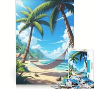 1000 Piece Jigsaw Puzzle for Adults Tropical Beach Hammock Paradise, Relaxing Games, Difficult And Challenge, Unique Birthday And Gifts 38x26cm