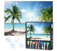 1000 Piece Jigsaw Puzzle for Adults Tropical Beach Sunset Ocean Palm Trees Seascape Landscape Photography Wall Art Home Decor Gift 27.5 x 19.7 Inches