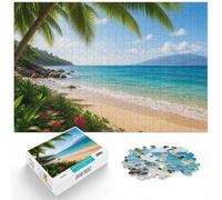 1000 Piece Jigsaw Puzzle for Adults, Tropical Beach with Palm Trees | For a useful gift beyond Christmas Day: Adult jigsaw puzzle with 1000 pieces suits quiet days around New Year.
