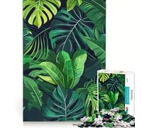 1000 Piece Jigsaw Puzzle for Adults Tropical Green Leaves Pattern, Brain Teaser Game, Precision Cutting, Artists Collection, Fine Art 50x75cm