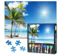 1000 Piece Jigsaw Puzzle for Adults Tropical Island Paradise Ocean Beach Wall Art Sunshine Sunlight Coastal Vacation Scenery Home Decor Living Room Office 27.5x19.7 Inches