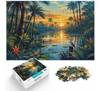 1000 Piece Jigsaw Puzzle for Adults, Tropical River Landscape at Sunset | For screen-free Christmas time, this 1000-piece jigsaw puzzle for adults offers 1000 pieces for the Christmas break.