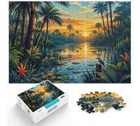 1000 Piece Jigsaw Puzzle for Adults, Tropical River Landscape at Sunset | For the Christmas break, this adult jigsaw puzzle with 1000 pieces suits quiet days around New Year.