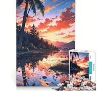 1000 Piece Jigsaw Puzzle for Adults Tropical Sunset Landscape Reflection, Anti-Stress Toys, Difficult Challenge, Deal As Gifts for The Whole Family 38x52cm