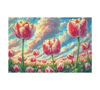 1000 Piece Jigsaw Puzzle for Adults Tulip Flower Field Sunset 75x50cm Winter Holiday Indoor Activity Perfect for Cold Days Family Time Together Fun Hobby Gift