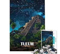 1000 Piece Jigsaw Puzzle for Adults Tulum Mexico Night Sky Pyramid Puzzle for Adults Anti-Stress Toys But Fun And Humorous Parent-child Interaction (Size 38x26cm)