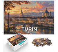 1000 Piece Jigsaw Puzzle for Adults, Turin Italy Cityscape at Sunset | For puzzle lovers in winter: Adult jigsaw puzzle with 1000 pieces; for family downtime during the festive period.