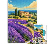 1000 Piece Jigsaw Puzzle for Adults, Tuscan Lavender Fields Mansion Art | For solo puzzling or shared family time: Adult jigsaw puzzle with 1000 pieces fits calm indoor leisure.