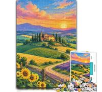 1000 Piece Jigsaw Puzzle for Adults, Tuscan Villa Sunset Italy Art | As a Christmas gift idea, this adult jigsaw puzzle with 1000 pieces provides a calm activity between seasonal celebrations.