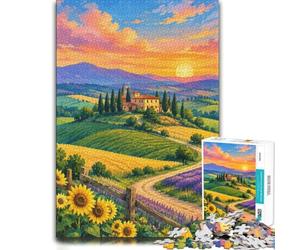 1000 Piece Jigsaw Puzzle for Adults, Tuscan Villa Sunset Italy Art | As a Christmas gift idea, this adult jigsaw puzzle with 1000 pieces provides a calm activity between seasonal celebrations.