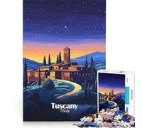 1000 Piece Jigsaw Puzzle for Adults Tuscan Village Night, Relaxing Games, Difficult And Challenge, Unique Birthday And Gifts 50x75cm