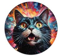 1000 Piece Jigsaw Puzzle for Adults, Tuxedo Cat in Space, Creative Round Puzzle, for Kids Ages 12 and Up, Cardboard Puzzle, Challenging Game, Size: 67.5 x 67.5 cm