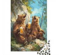 1000 Piece Jigsaw Puzzle for Adults, Two Bears Drinking Beer | For holiday gatherings and quieter moments, this adult jigsaw puzzle with 1000 pieces turns winter downtime into puzzle time.