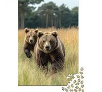 1000 Piece Jigsaw Puzzle for Adults, Two Bears Running Through Tall Grass | For rainy days and slower weekends: Adult jigsaw puzzle with 1000 pieces works well for longer puzzle sessions.