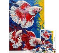 1000 Piece Jigsaw Puzzle for Adults Two Betta Fish Painting Relaxing Games Birthday Present Educational Toy Birthday Present, Gifts, (50x75cm)