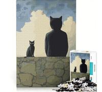 1000 Piece Jigsaw Puzzle for Adults Two Cats Rene Magritte Art, Relaxing Games, Difficult And Challenge, Unique Birthday And Gifts 50x75cm