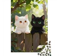 1000 Piece Jigsaw Puzzle for Adults, Two Cute Kittens on A Fence, 52x38cm/1000pcs, Indoor Puzzle Activity, Quiet Evening Leisure And Cosy Evenings