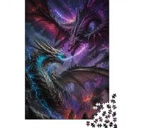 1000 Piece Jigsaw Puzzle for Adults, Two Dragons Battle Purple Sky