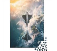 1000 Piece Jigsaw Puzzle for Adults, Two Fighter Jets Clouds Mountains