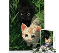 1000 Piece Jigsaw Puzzle for Adults Two Kittens in The Grass Happy Indoor Family Gathering Fun Perfect Holiday Celebration Present (38x26cm)