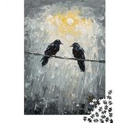 1000-Piece Jigsaw Puzzle for Adults, Two Ravens on A Wire Painting, 70x50cm/1000pcs, Shared Puzzle Activity, Weekend Leisure And Couples And Families