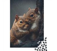 1000-Piece Jigsaw Puzzle for Adults, Two Squirrels Hugging in The Rain, 70x50cm/1000pcs, Relaxing Winter Hobby, Focused Screen-Free Time And Cosy Evenings