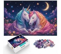 1000 Piece Jigsaw Puzzle for Adults, Two Unicorns Embracing in Starry Night | For puzzle fans who enjoy a challenge: Adult jigsaw puzzle with 1000 pieces offers a calm pastime at home.