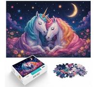 1000 Piece Jigsaw Puzzle for Adults, Two Unicorns Embracing in Starry Night | For the Christmas break, this adult jigsaw puzzle with 1000 pieces gives puzzle fans a longer challenge for winter downtime.