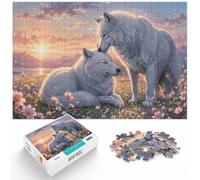 1000 Piece Jigsaw Puzzle for Adults, Two White Wolves in Pastel Landscape | For longer sessions on weekends or evenings: Adult jigsaw puzzle with 1000 pieces offers a calm pastime at home.