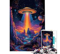 1000 Piece Jigsaw Puzzle for Adults UFO Spaceship on The Hill Jigsaw for Adults Brain Teaser Game Enhance Memory Parent-child Interaction (Size 38x52cm)