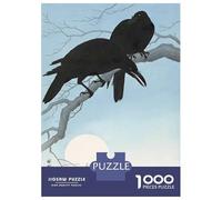1000 Piece Jigsaw Puzzle for Adults, Ukiyo E Two Crows Artwork, Relaxing Puzzle Experience, Gift for Adults, Pieces, 38x26cm/1000pcs