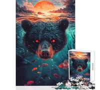 1000 Piece Jigsaw Puzzle for Adults Underwater Bear's Gaze Fun Interactive Family Experience Wonderful Holiday Giftsing Choice (38x52cm)