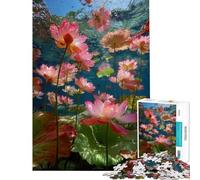 1000 Piece Jigsaw Puzzle for Adults Underwater Lotus Garden Jigsaw Puzzle Hands-on Game Pattern Assembly Parent-child Interaction (Size 50x75cm)
