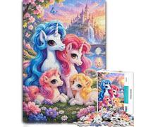 1000 Piece Jigsaw Puzzle for Adults, Unicorn Family Castle Sunset | For festive evenings with a longer puzzle challenge, this adult jigsaw puzzle with 1000 pieces fits long December evenings.