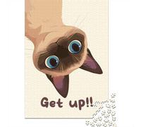 1000 Piece Jigsaw Puzzle for Adults, Upside-Down Siamese Cat - Get Up!