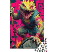 1000-Piece Jigsaw Puzzle for Adults, Urban Scale - The Neon Reptile’s Fury, 52x38cm/1000pcs, Winter Indoor Activity And Family Time at Home