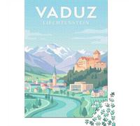 1000 Piece Jigsaw Puzzle for Adults, Vaduz Liechtenstein Travel Poster