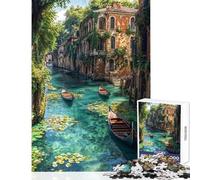1000 Piece Jigsaw Puzzle for Adults Venetian Canal with Gondolas Educational Games For Family Fun Toy Wall Decor Enhance Love between Couples (38x26cm)